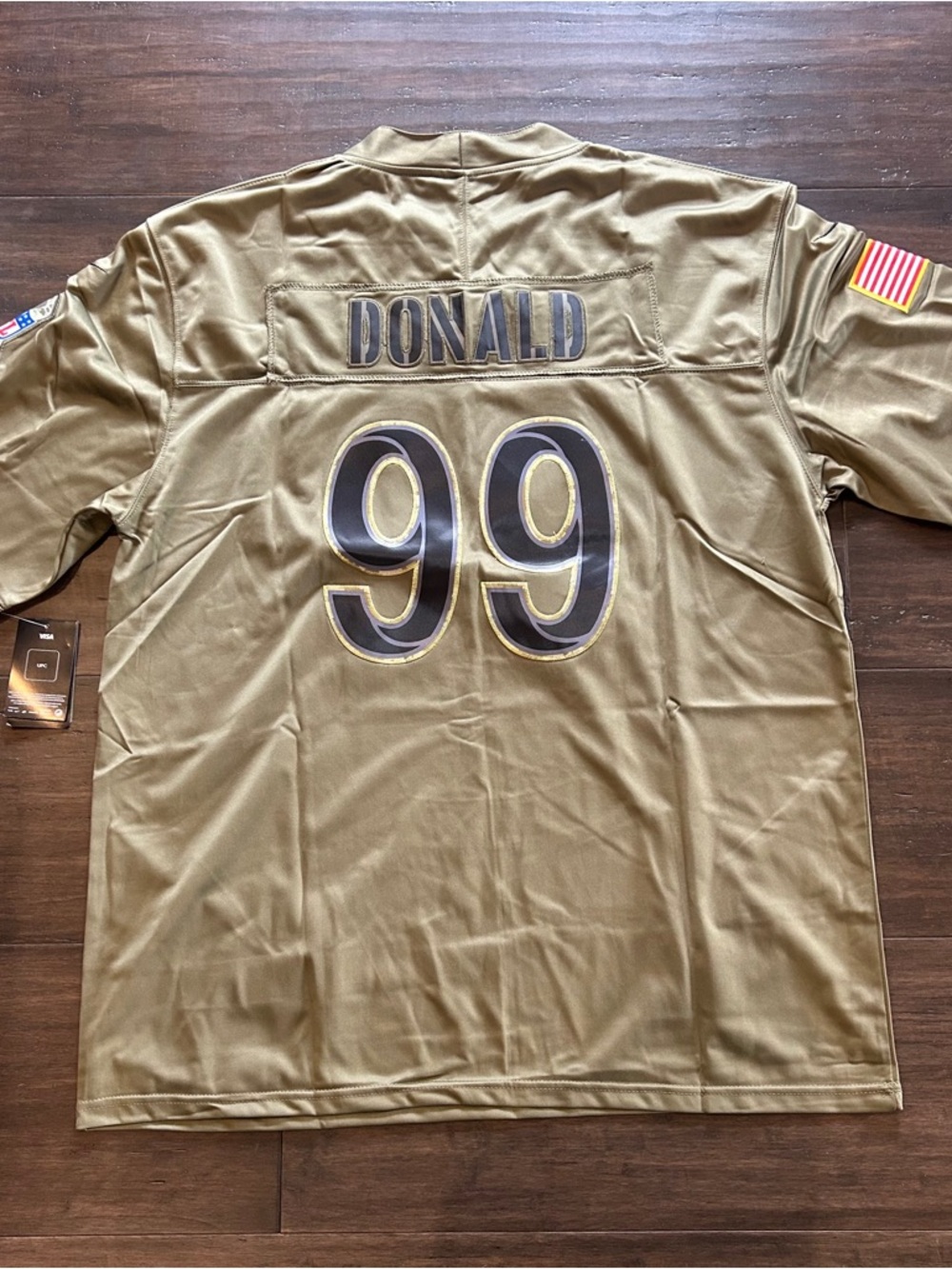 Nike Men’s Gold and Black Number 99 Football Jersey - Donald